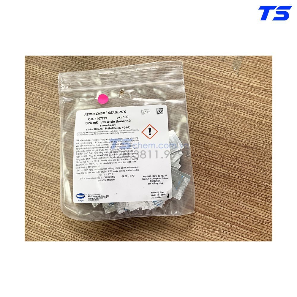 Thuốc thử dạng gói bột DPD Free Chlorine - 5ml - Hach - 1407799