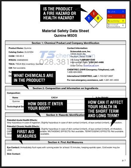 NỘI DUNG CỦA MSDS BAO GỒM NHỮNG GÌ