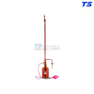 Burette nâu tự động loại A theo chuẩn DIN ISO 385 có khóa vòi bên và khóa trung gian, khóa PTFE, có chai và nút cao su - Biohall