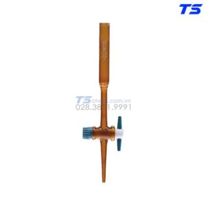 Burette nâu khóa nhựa xoay PTFE dạng chéo, chứng nhận theo lô - Biohall