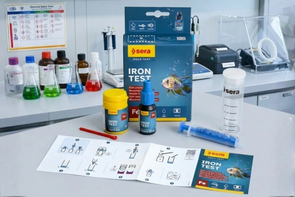 Bộ test Fe Sera 04610 chủ yếu là để kiểm tra sắt trong nước hồ cá và ao nuôi